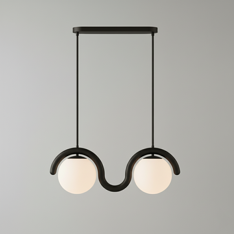 Uveta Linear Chandelier in Red and Silver
