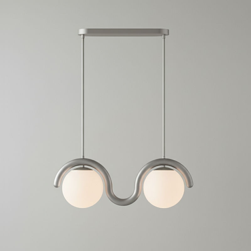 Uveta Linear Chandelier in Red and Silver