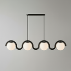 Uveta Linear Chandelier in Red and Silver