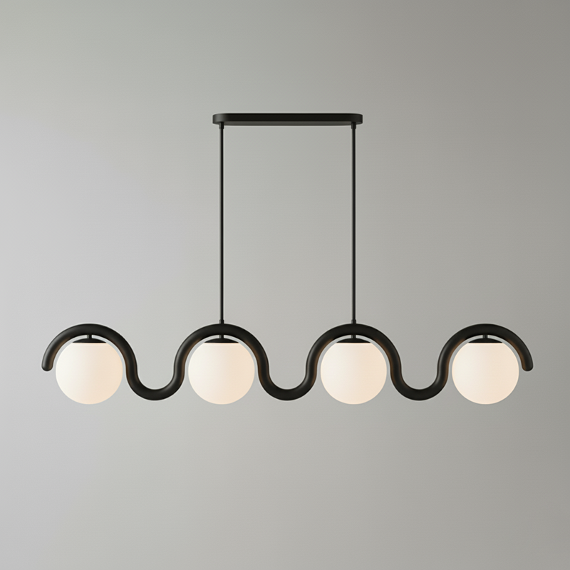 Uveta Linear Chandelier in Red and Silver