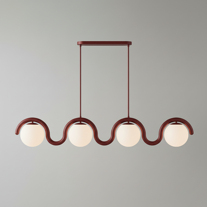 Uveta Linear Chandelier in Red and Silver
