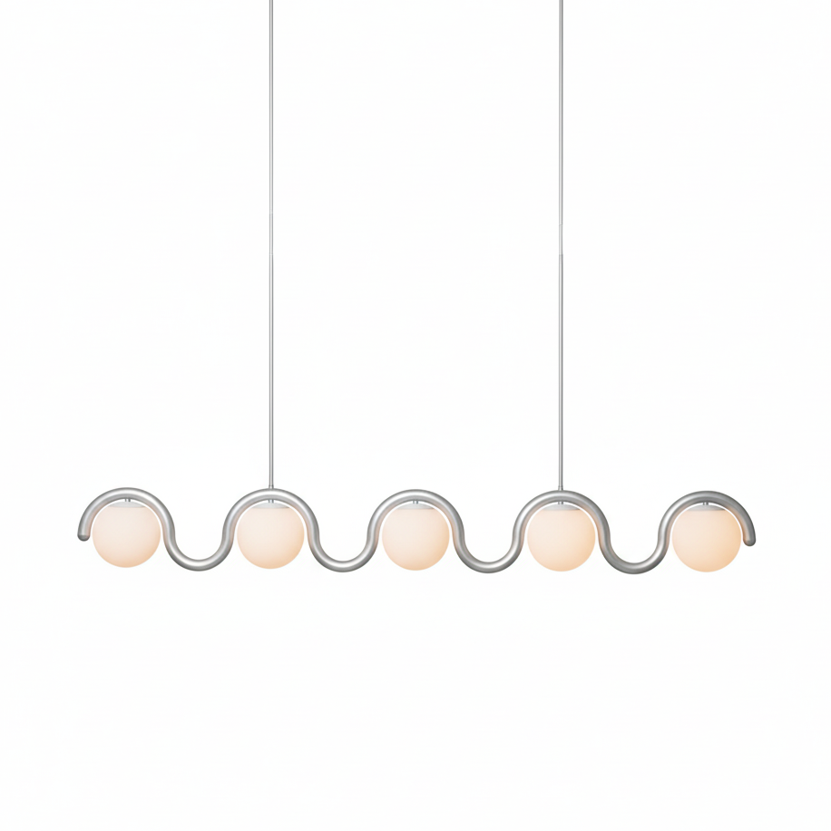 Uveta Linear Chandelier in Red and Silver