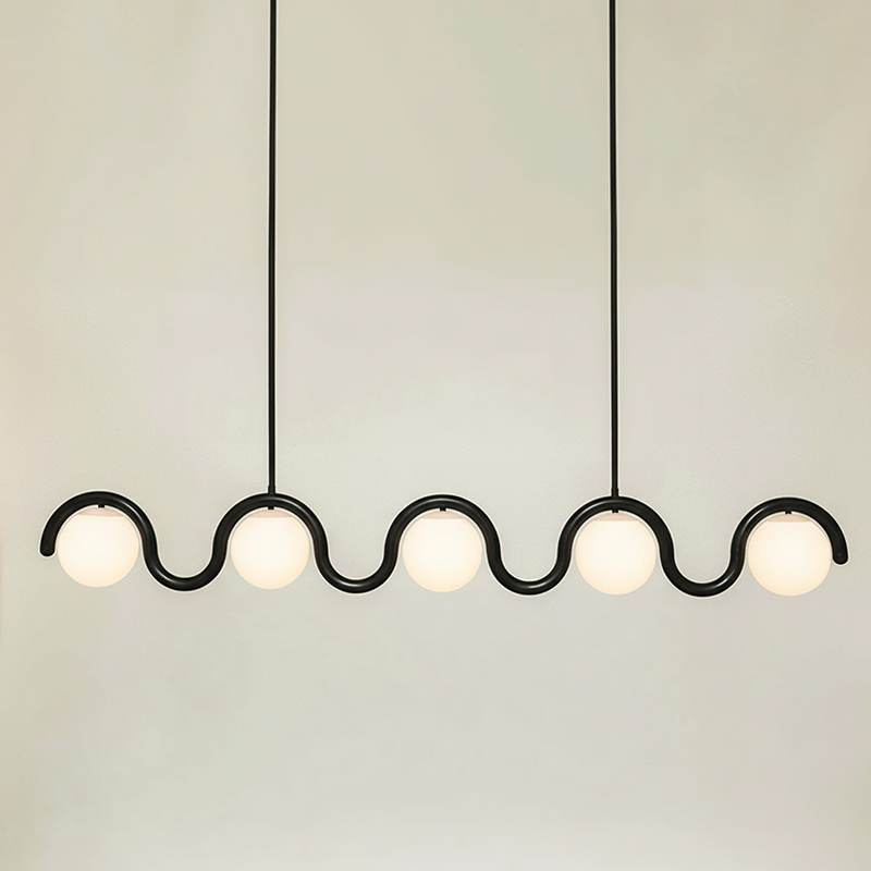 Uveta Linear Chandelier in Red and Silver