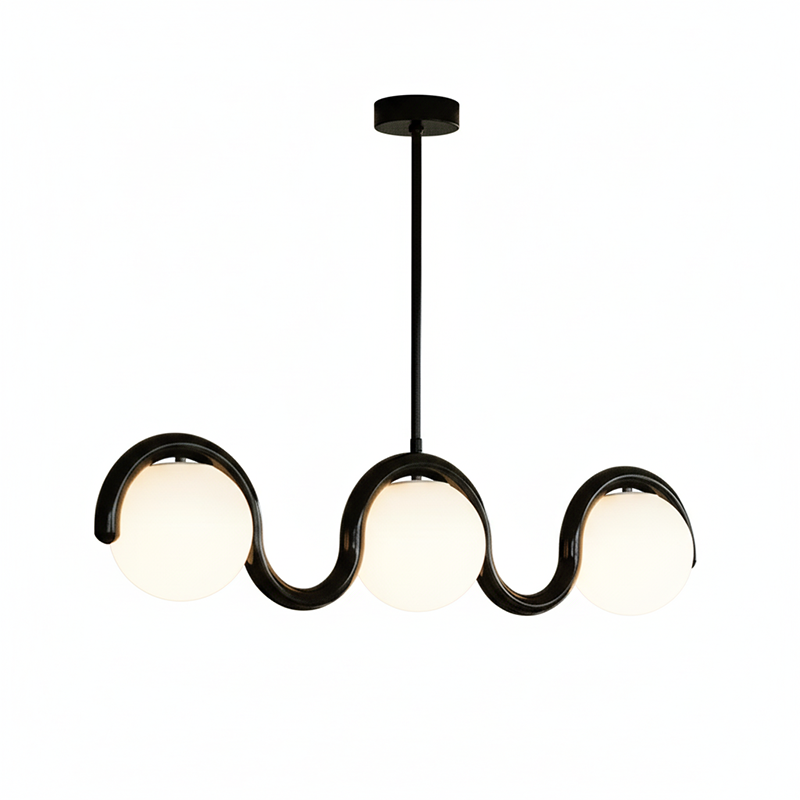 Uveta Linear Chandelier in Red and Silver