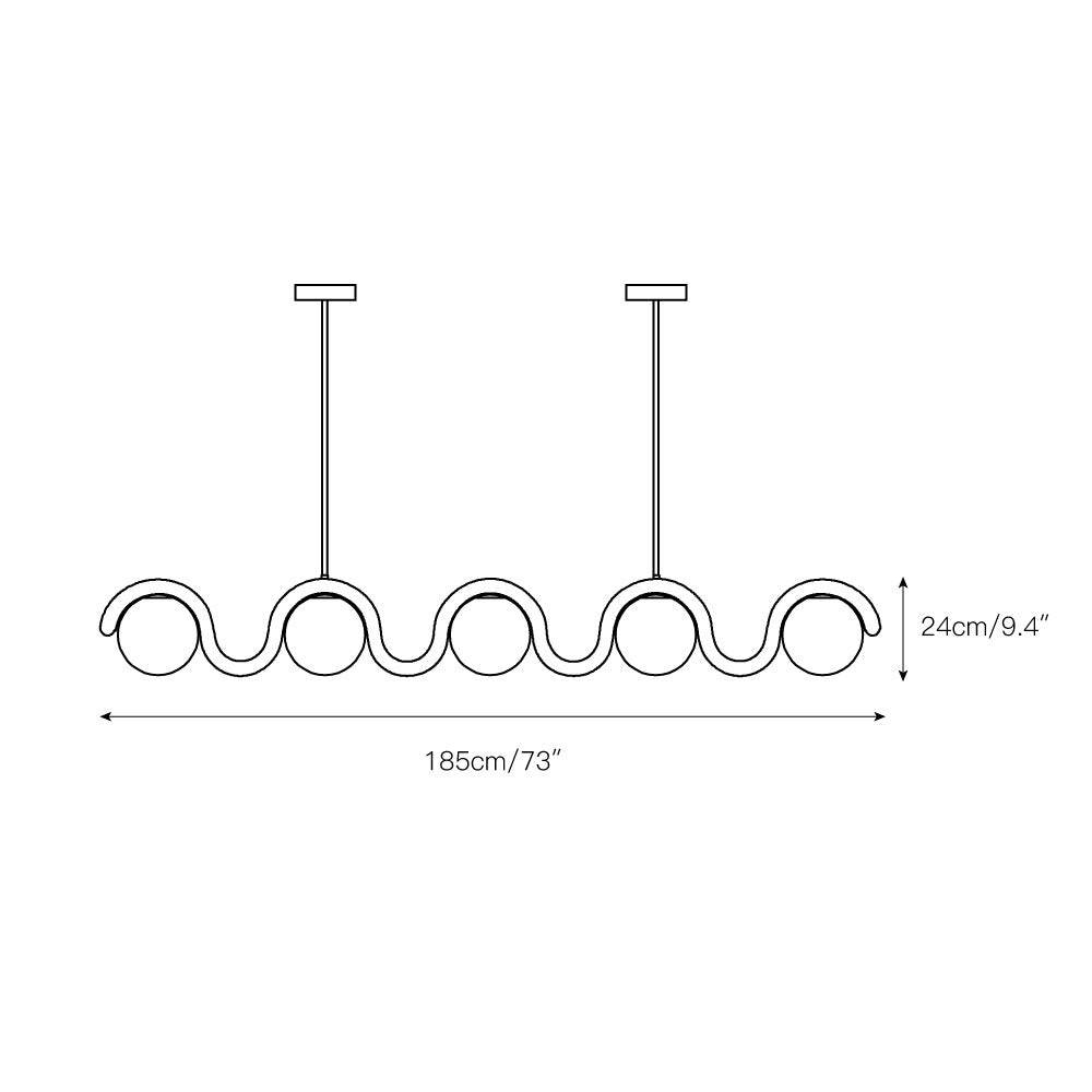 Uveta Linear Chandelier in Red and Silver