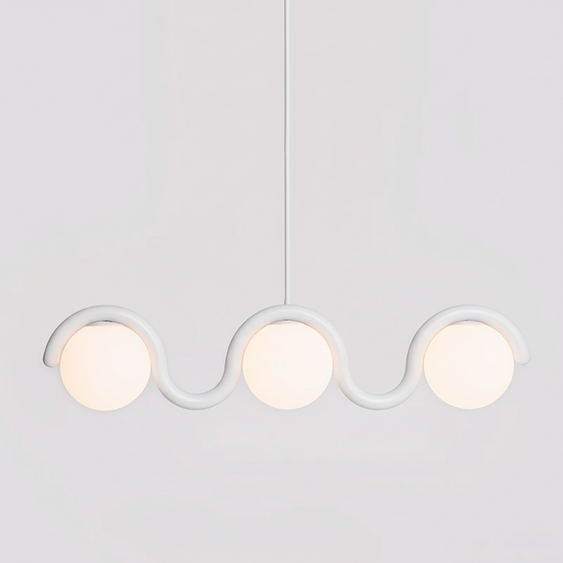 Uveta Linear Chandelier in Red and Silver