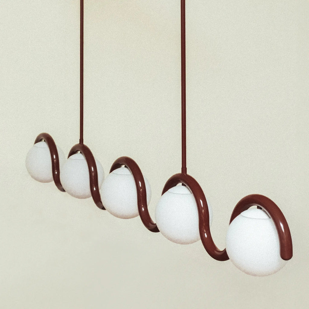 Uveta Linear Chandelier in Red and Silver