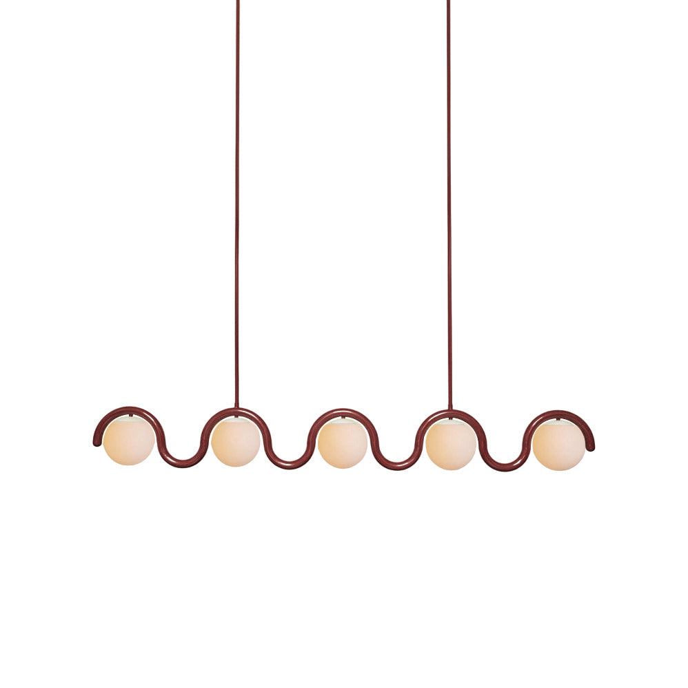 Uveta Linear Chandelier in Red and Silver