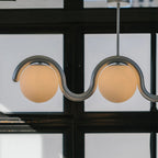 Uveta Linear Chandelier in Red and Silver