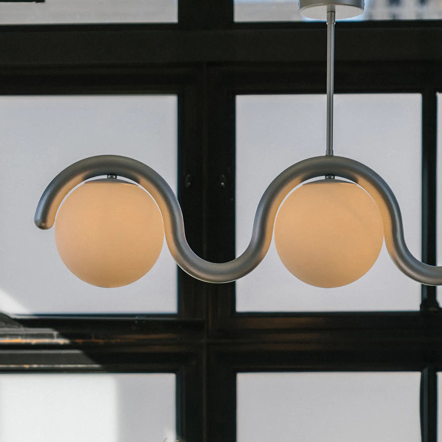 Uveta Linear Chandelier in Red and Silver