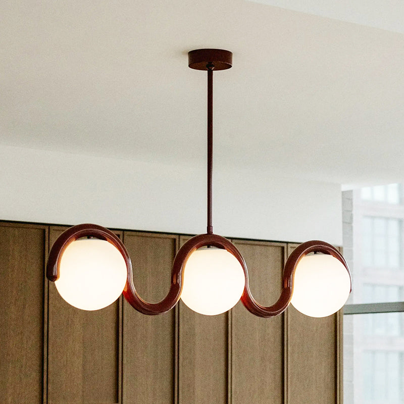 Uveta Linear Chandelier in Red and Silver