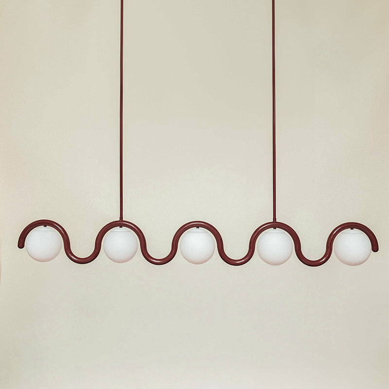 Uveta Linear Chandelier in Red and Silver