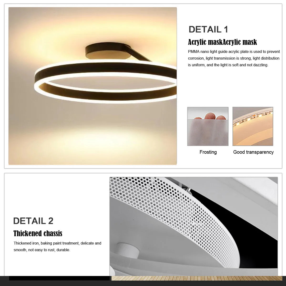 Solen Modern Black & White Circular Flush-Mount Ceiling Light