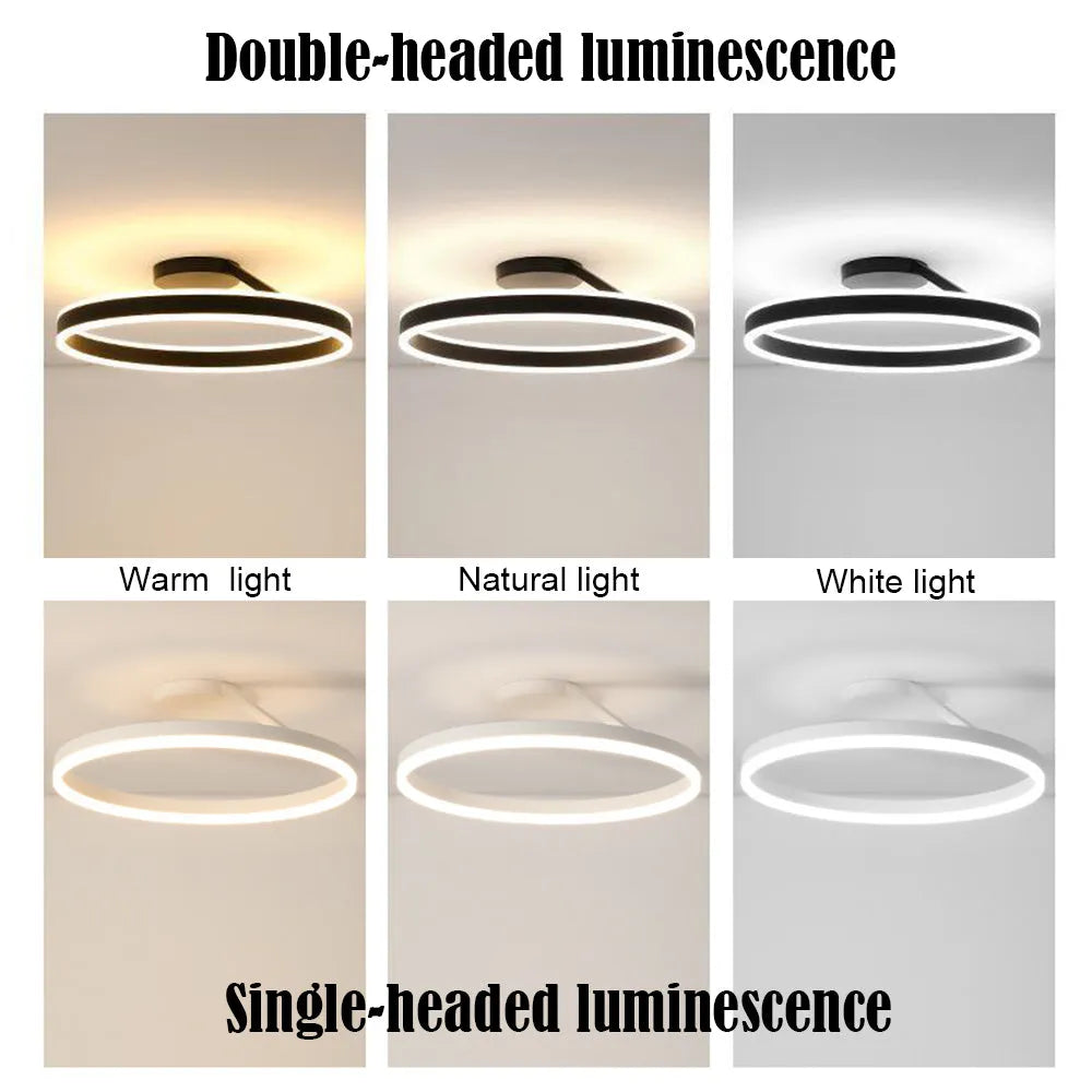 Solen Modern Black & White Circular Flush-Mount Ceiling Light