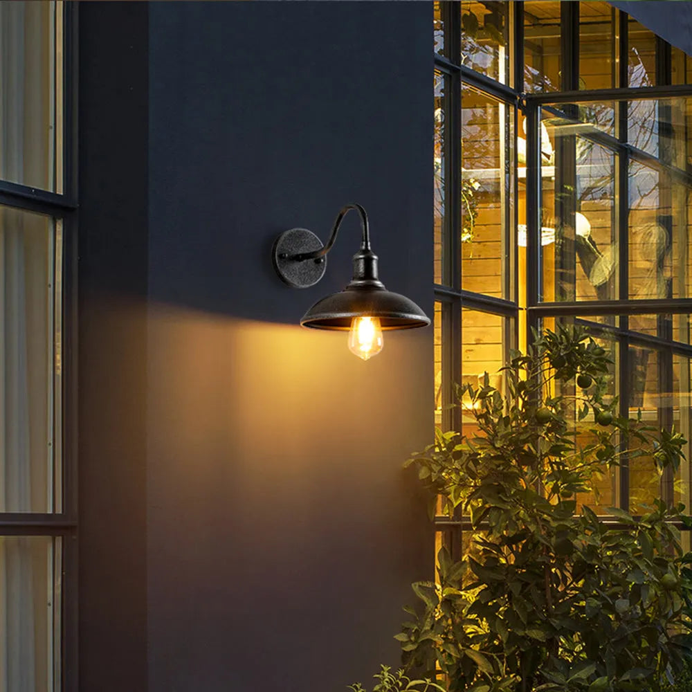 Ray Rustic Bowl‑Shaped Metal Wall Sconce, Antique Brass Finish