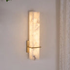 Ritta Modern Cuboid Wall Lamp in White Alabaster and Brass