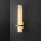 Ritta Modern Cuboid Wall Lamp in White Alabaster and Brass