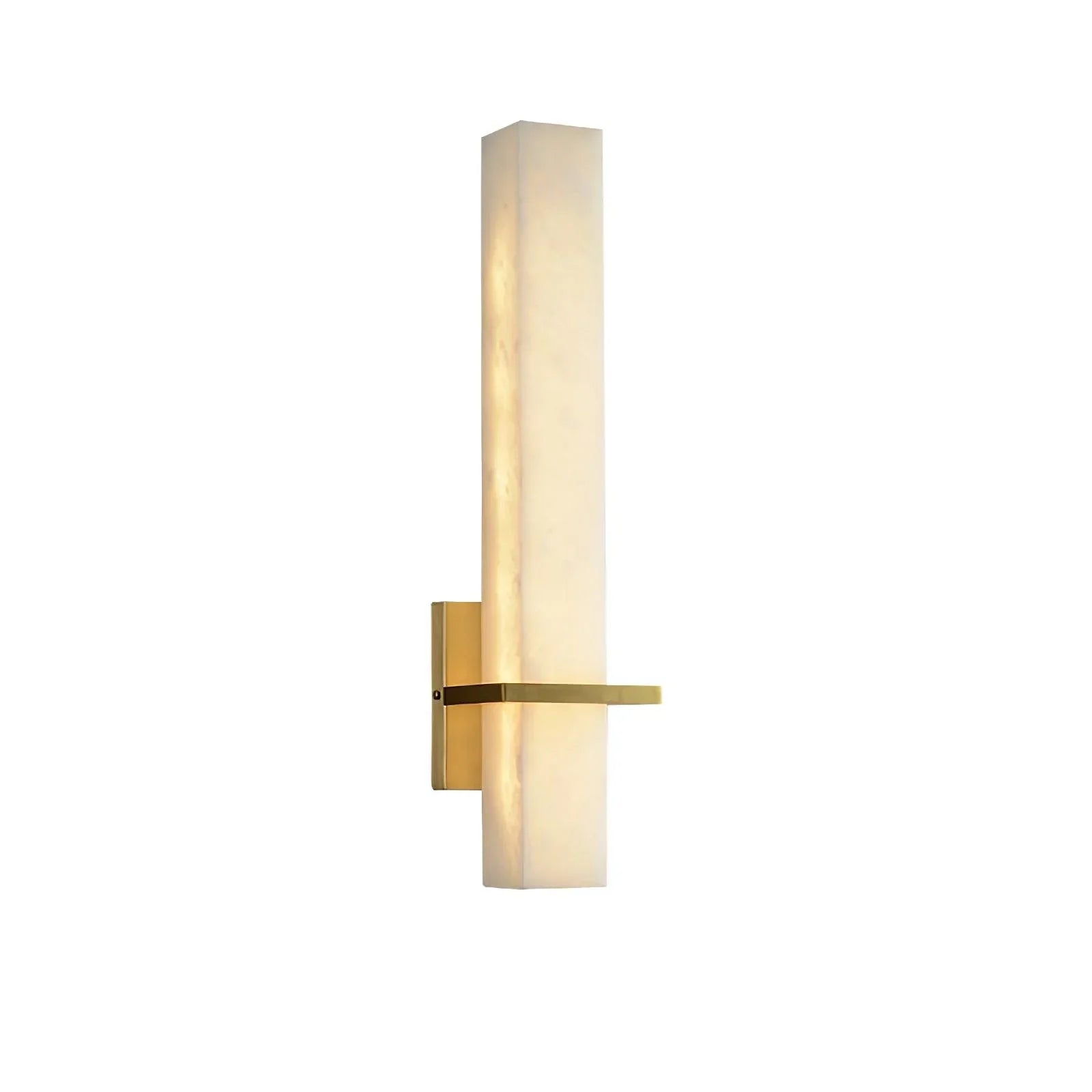 Ritta Modern Cuboid Wall Lamp in White Alabaster and Brass
