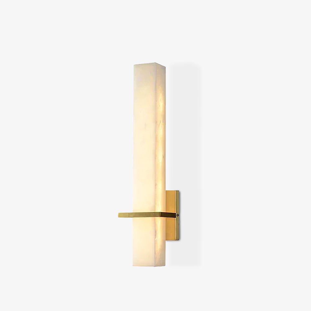 Ritta Modern Cuboid Wall Lamp in White Alabaster and Brass