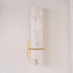 Ritta Modern Cuboid Wall Lamp in White Alabaster and Brass