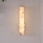 Ritta Modern Cuboid Wall Lamp in White Alabaster and Brass