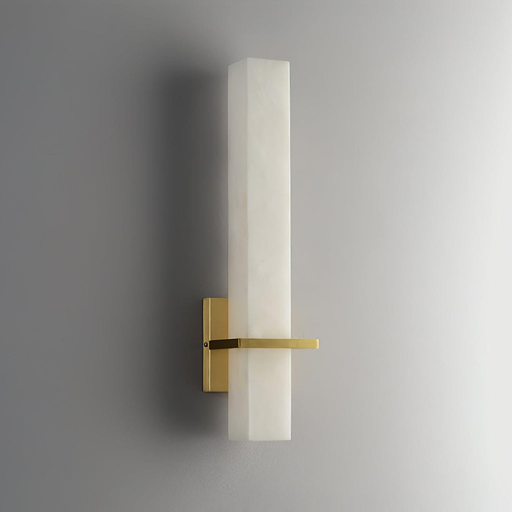 Ritta Modern Cuboid Wall Lamp in White Alabaster and Brass
