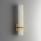 Ritta Modern Cuboid Wall Lamp in White Alabaster and Brass