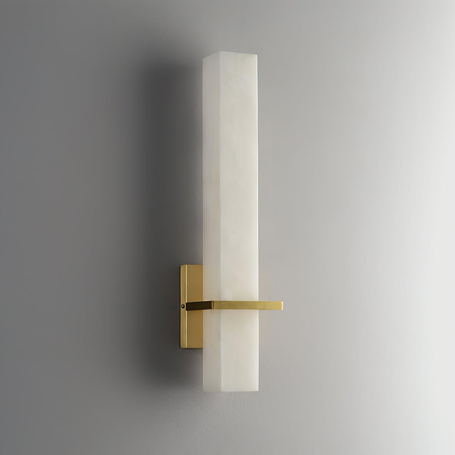 Ritta Modern Cuboid Wall Lamp in White Alabaster and Brass