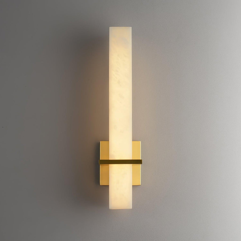 Ritta Modern Cuboid Wall Lamp in White Alabaster and Brass