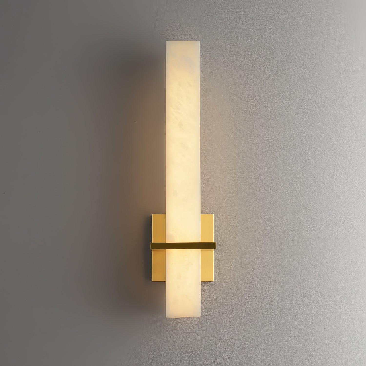 Ritta Modern Cuboid Wall Lamp in White Alabaster and Brass