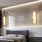 Ritta Modern Cuboid Wall Lamp in White Alabaster and Brass