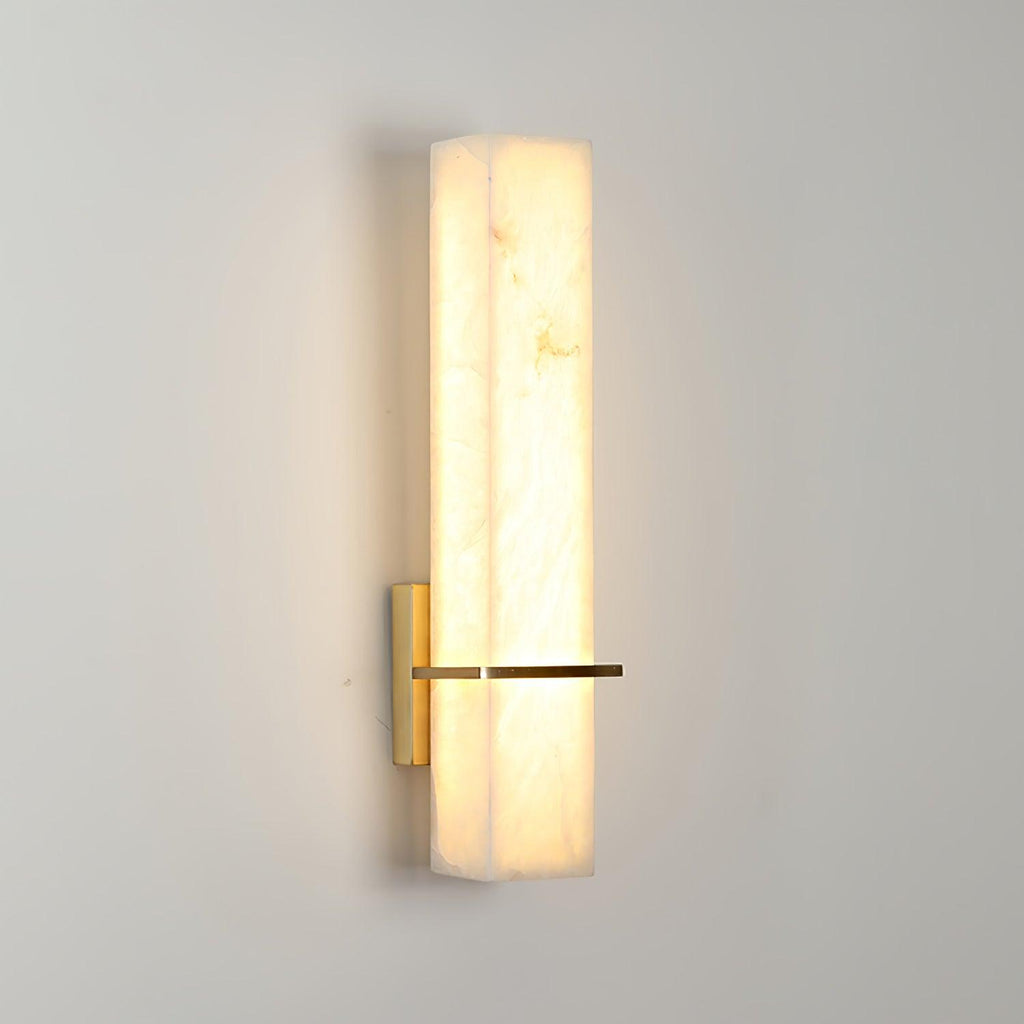 Ritta Modern Cuboid Wall Lamp in White Alabaster and Brass
