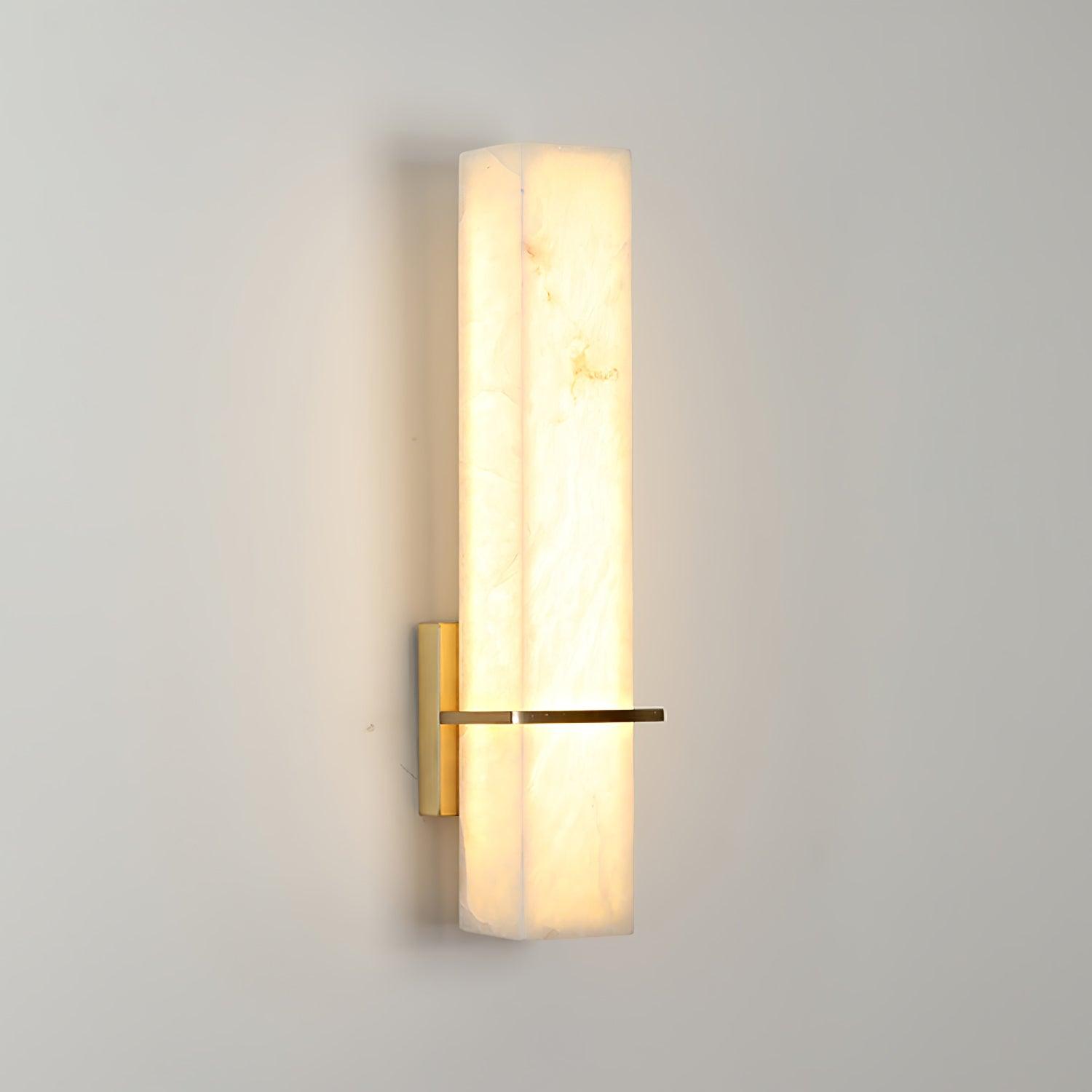 Ritta Modern Cuboid Wall Lamp in White Alabaster and Brass