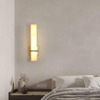 Ritta Modern Cuboid Wall Lamp in White Alabaster and Brass
