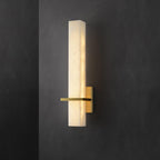 Ritta Modern Cuboid Wall Lamp in White Alabaster and Brass