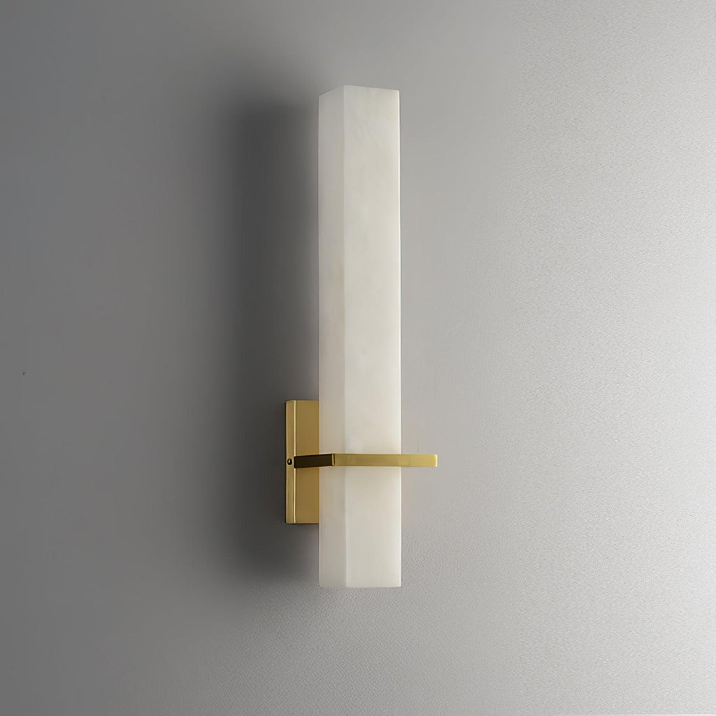 Ritta Modern Cuboid Wall Lamp in White Alabaster and Brass