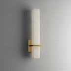 Ritta Modern Cuboid Wall Lamp in White Alabaster and Brass