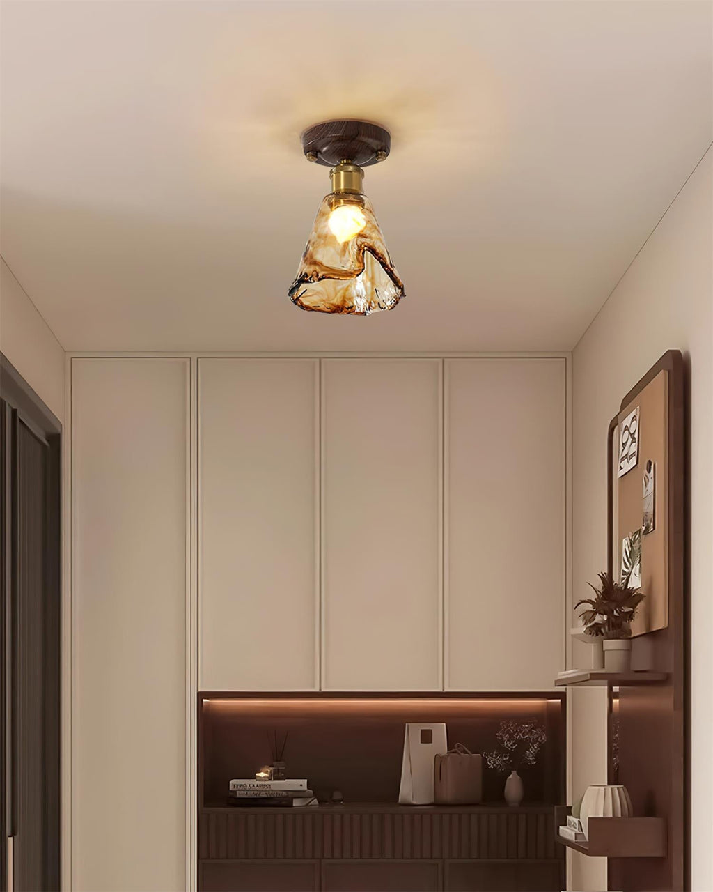 Velimo Amber Glass Flush-Mount Ceiling Light