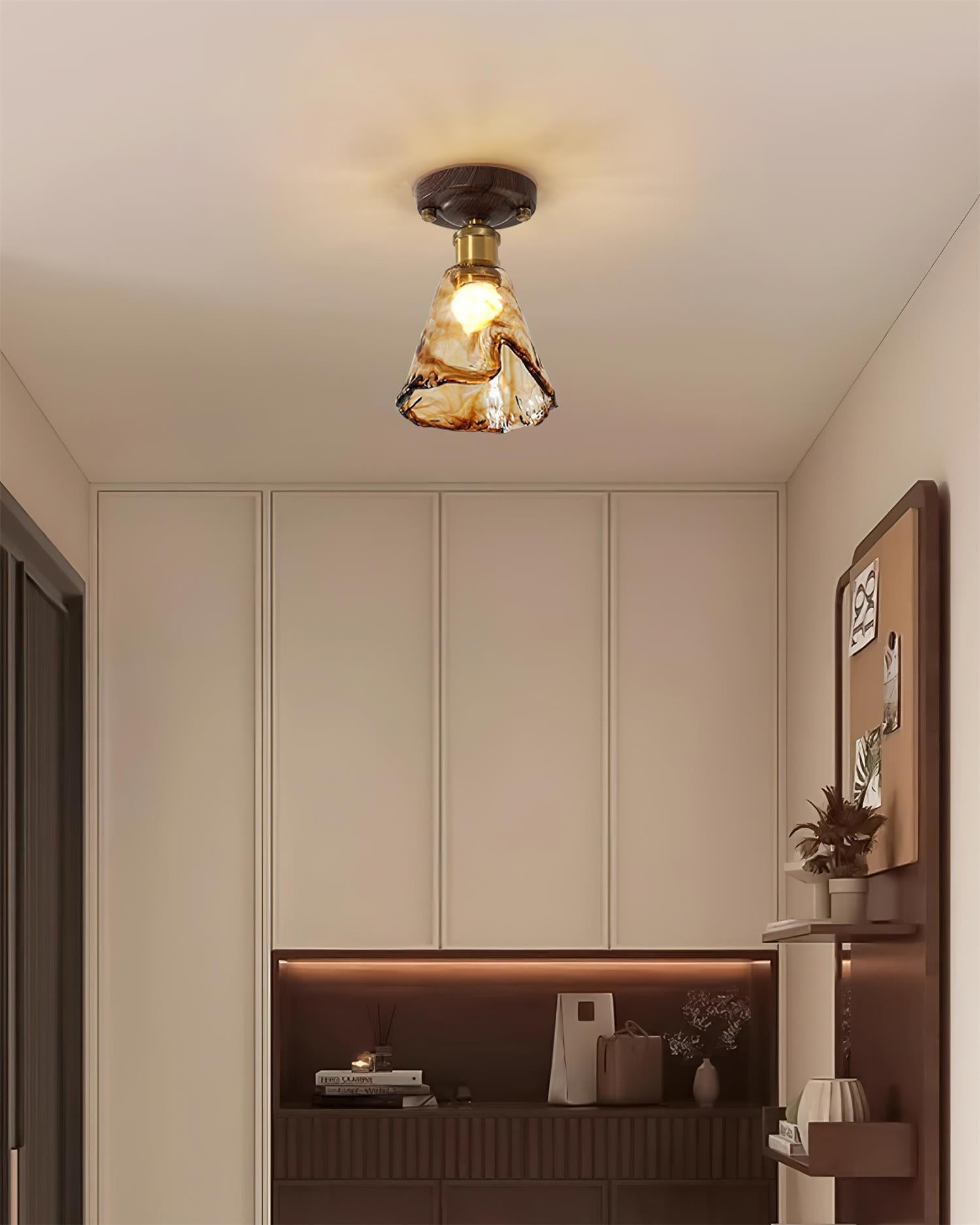 Velimo Amber Glass Flush-Mount Ceiling Light