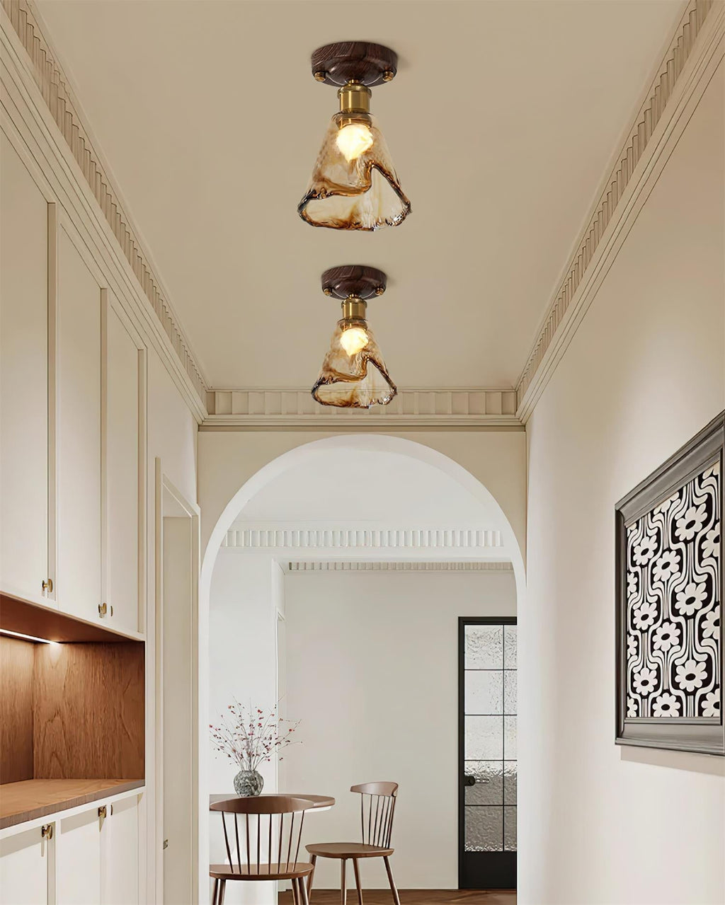 Velimo Amber Glass Flush-Mount Ceiling Light