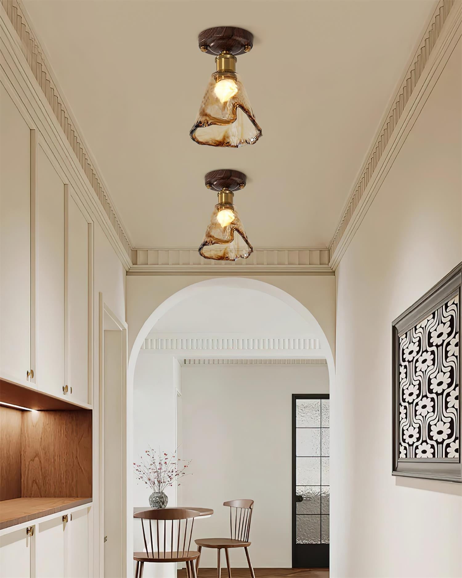 Velimo Amber Glass Flush-Mount Ceiling Light