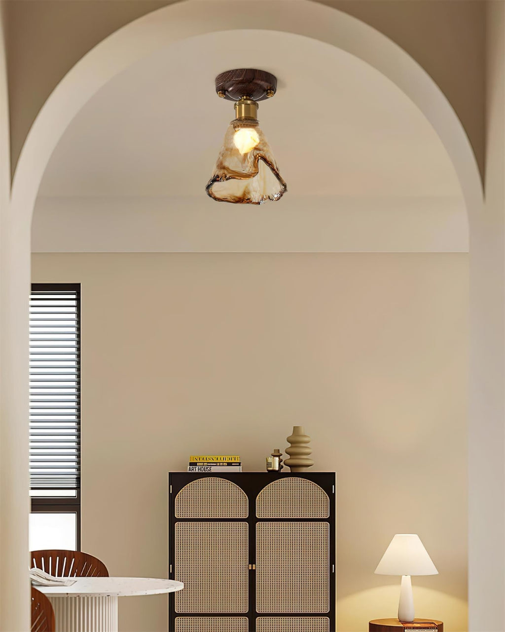 Velimo Amber Glass Flush-Mount Ceiling Light