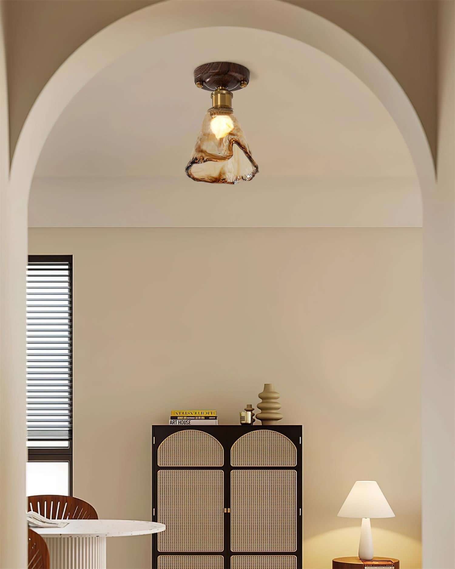 Velimo Amber Glass Flush-Mount Ceiling Light