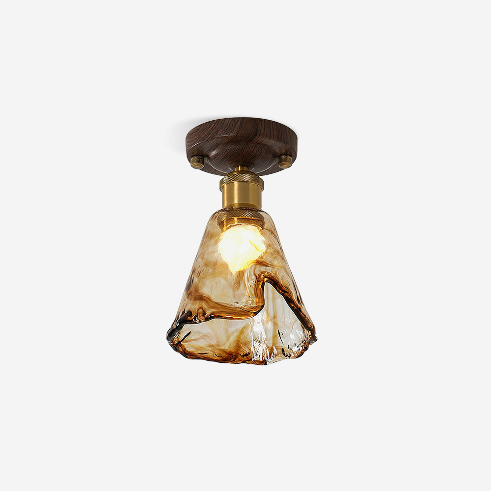 Velimo Amber Glass Flush-Mount Ceiling Light