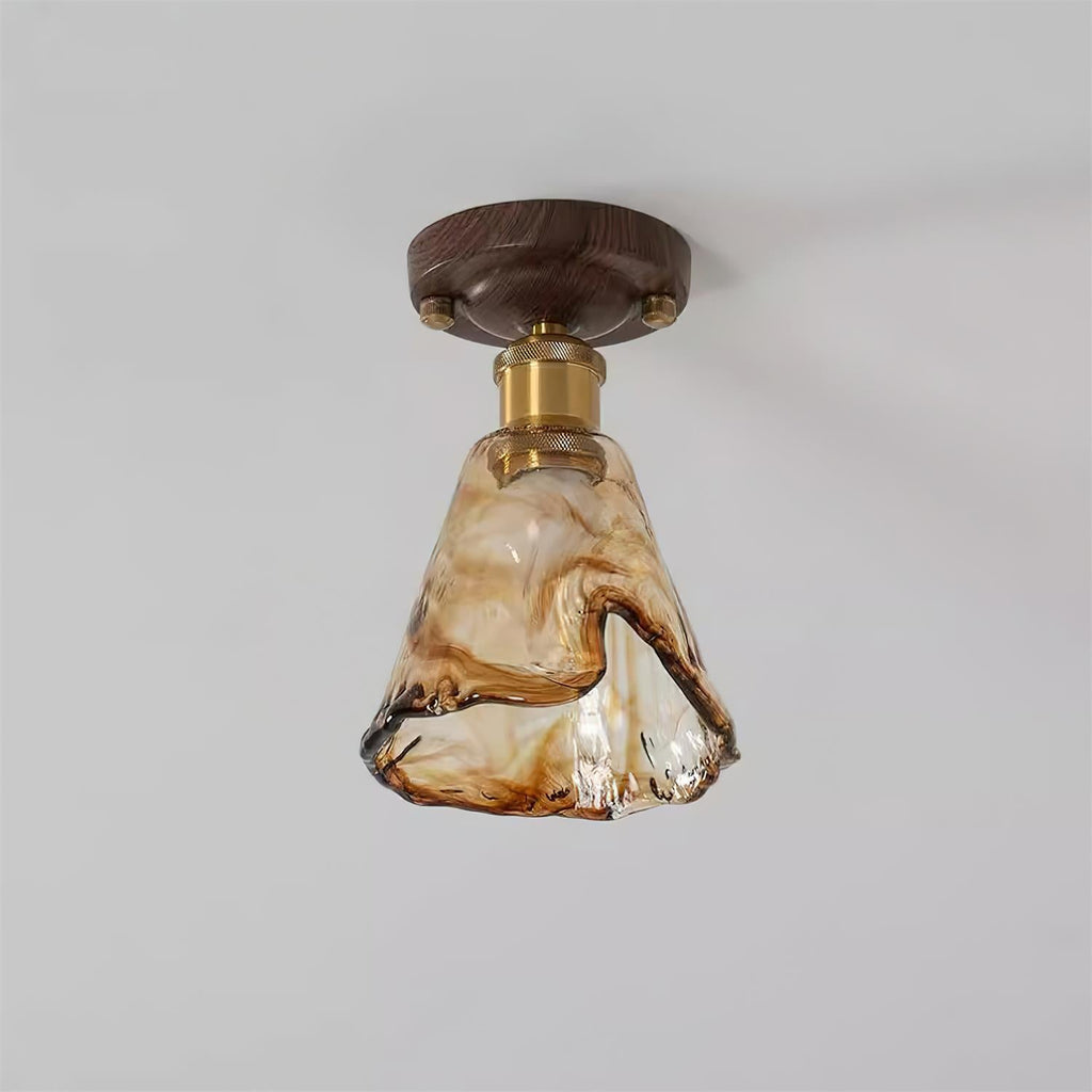 Velimo Amber Glass Flush-Mount Ceiling Light