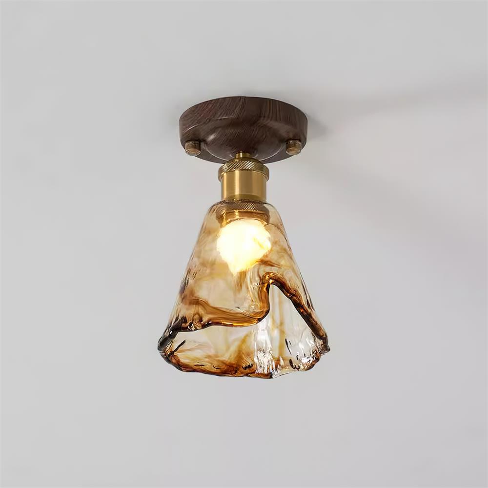 Velimo Amber Glass Flush-Mount Ceiling Light