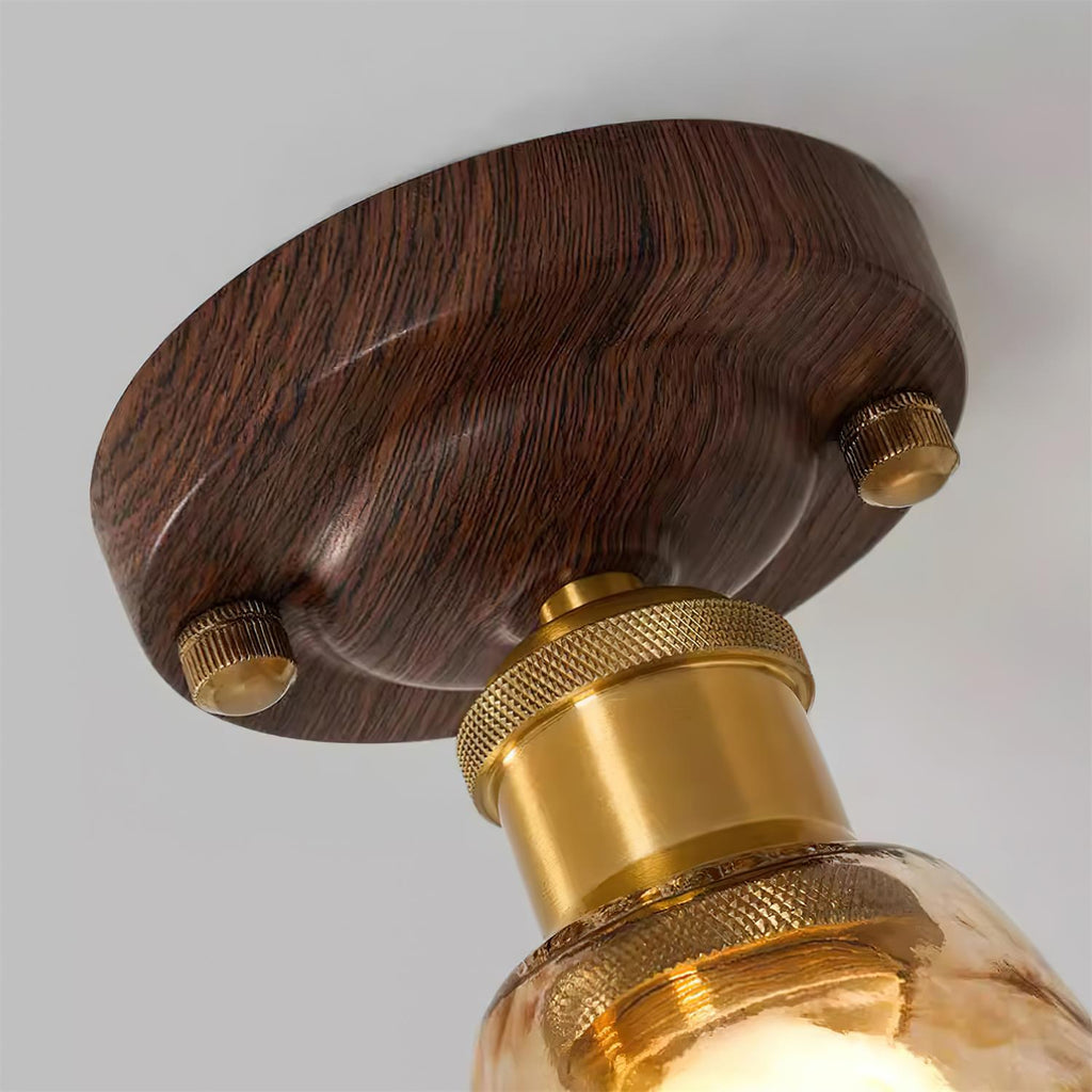 Velimo Amber Glass Flush-Mount Ceiling Light