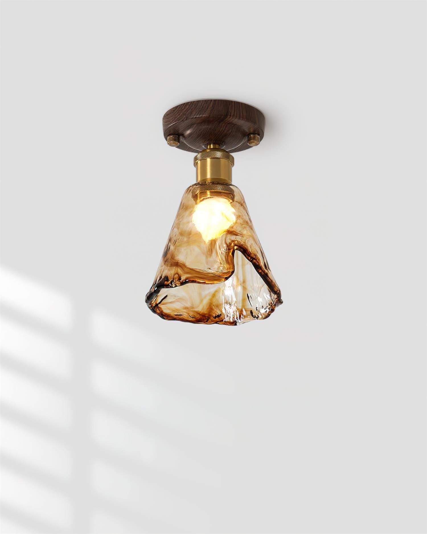 Velimo Amber Glass Flush-Mount Ceiling Light