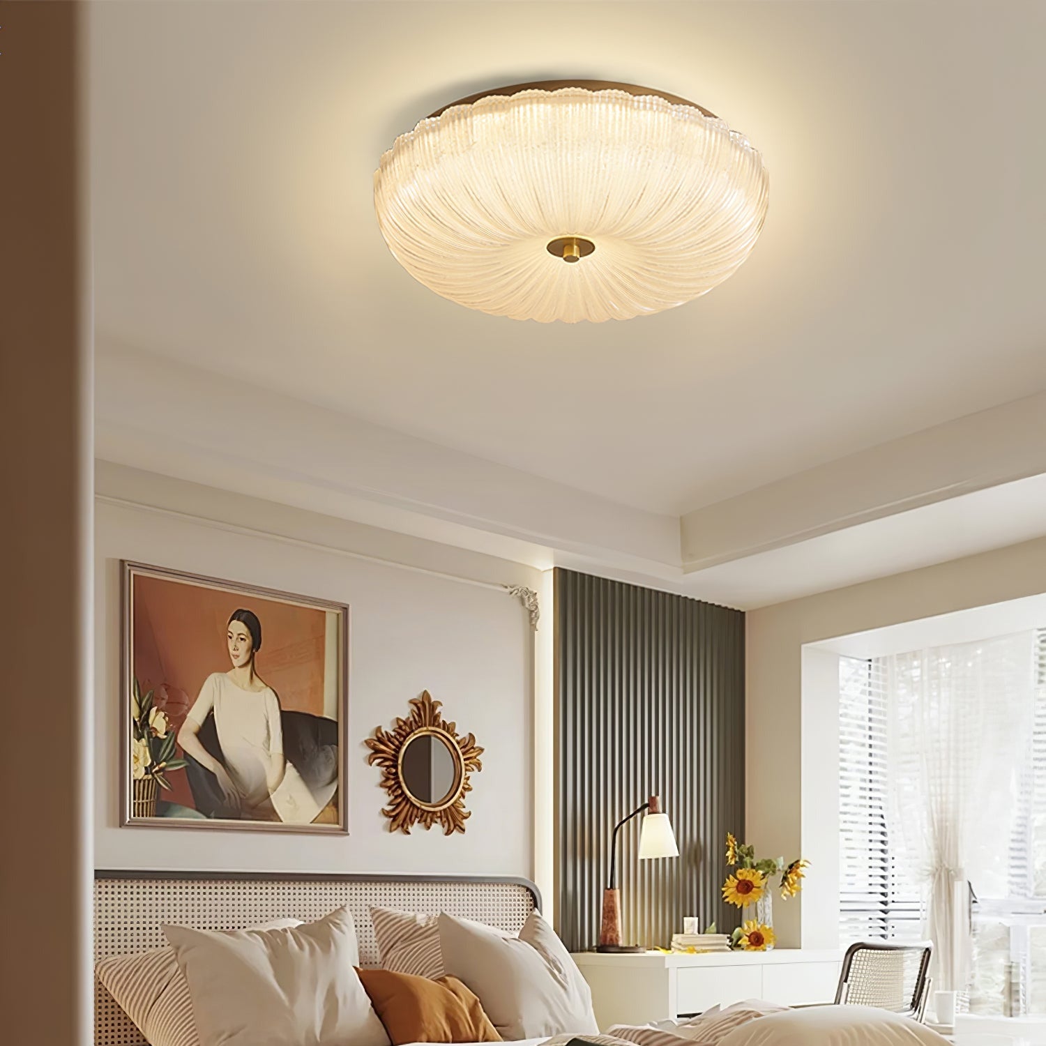 Halo Rippled Glass Ceiling Light