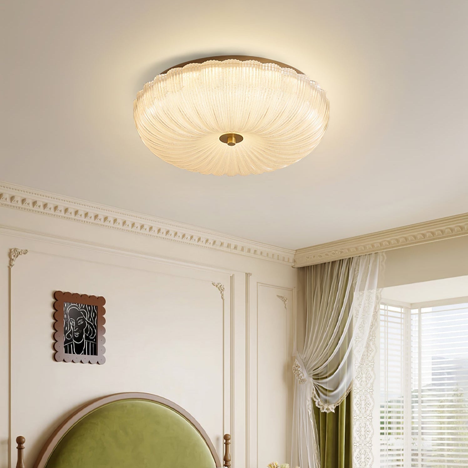Halo Rippled Glass Ceiling Light